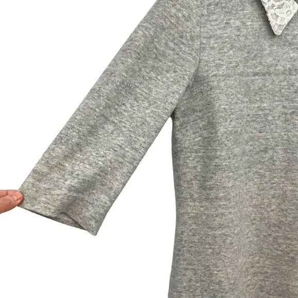 Anthropologie Leonor Silva Etain Dress Gray 3/4 Sleeves Lace Collar Women Large - Picture 8 of 16
